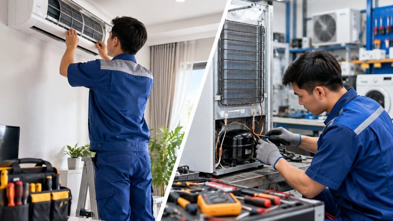 Sửa điện lạnh tại nhà hay mang về xưởng?
