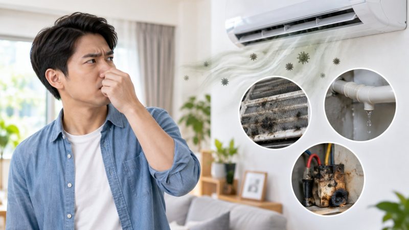 Điều hòa có mùi hôi khi bật: phân biệt và xử lý