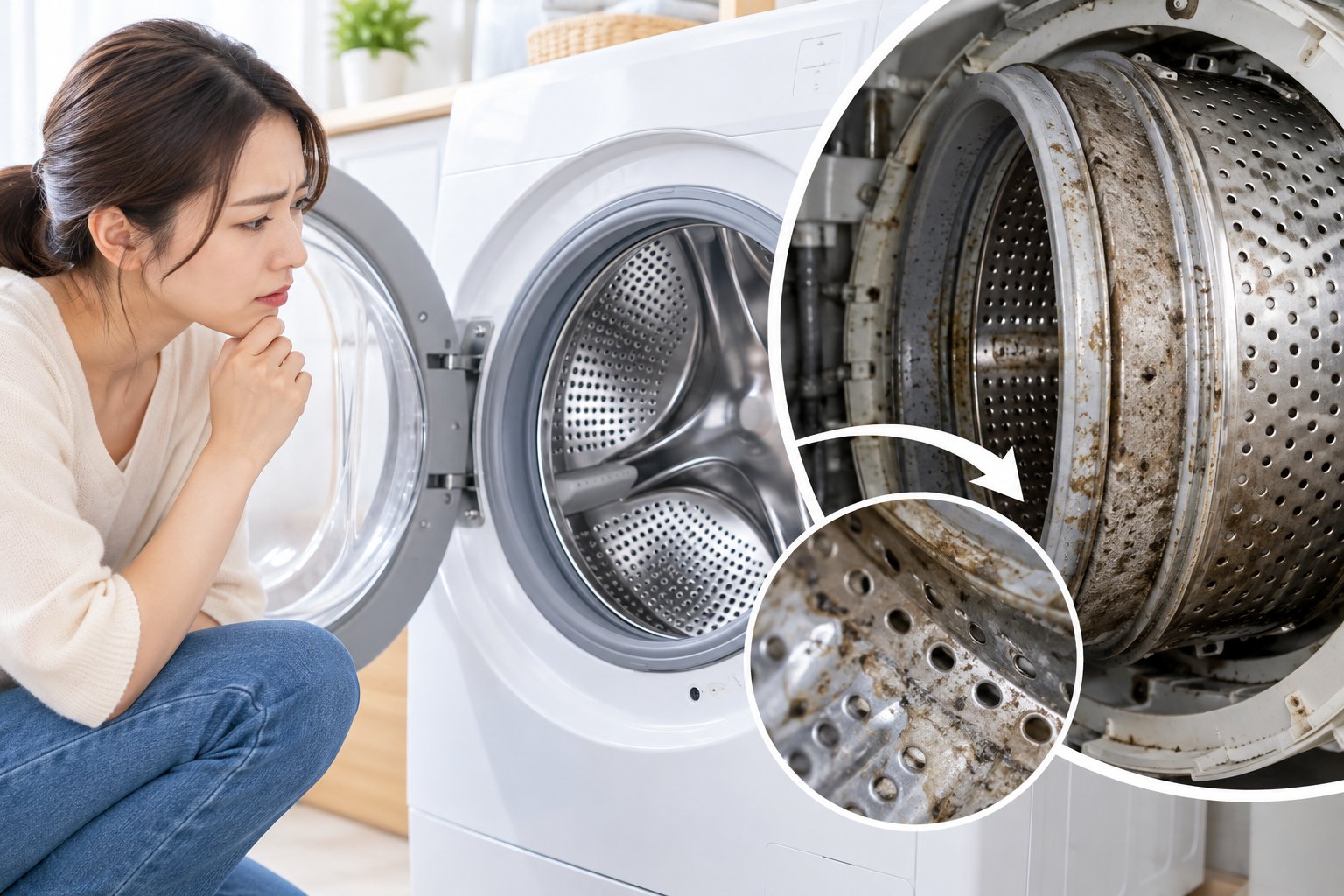 Ảnh minh hoạ: Dấu hiệu máy giặt cần vệ sinh lồng giặt