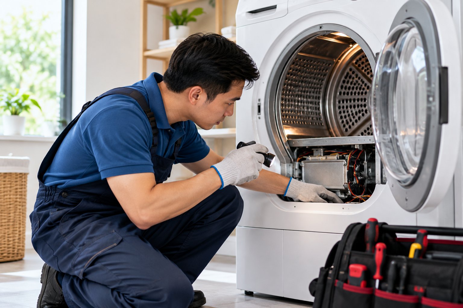 Ảnh minh hoạ: Máy sấy có mùi khét: Dừng máy và kiểm tra an toàn