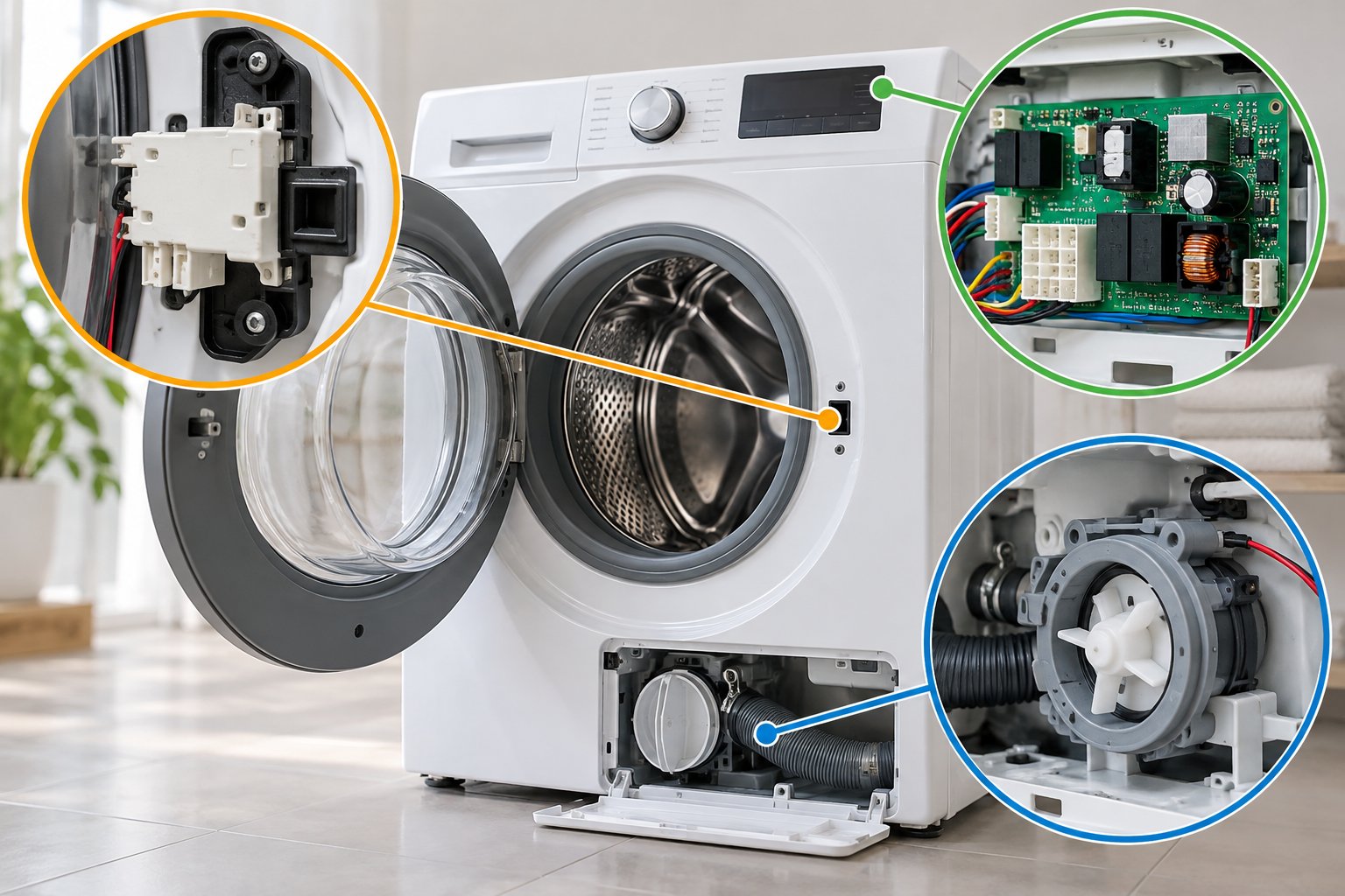 Ảnh minh hoạ: Cửa máy giặt bị khóa sau khi giặt: Cách mở an toàn